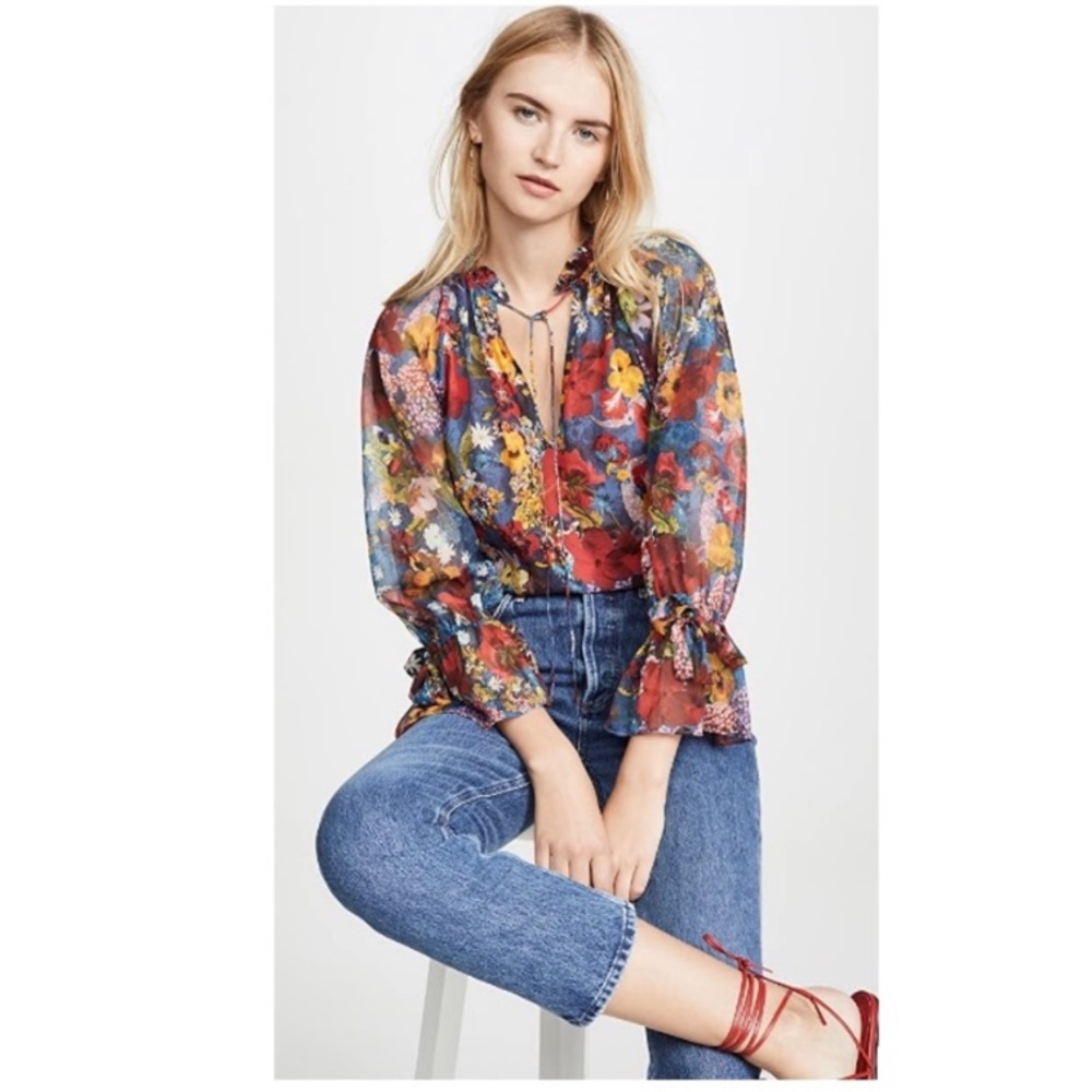 Alice + Olivia Julius Raglan Sleeve Floral Blouse XS